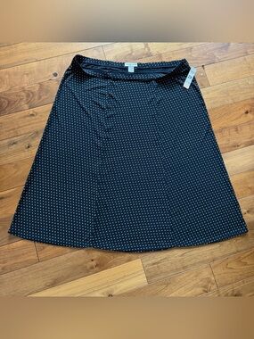 Notations Black White Polka Dot A-Line Skirt Stretch Knit 2X NWT